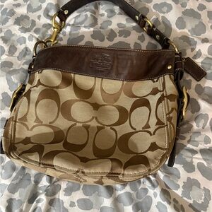Coach Signature Brown and Tan Shoulder Bag